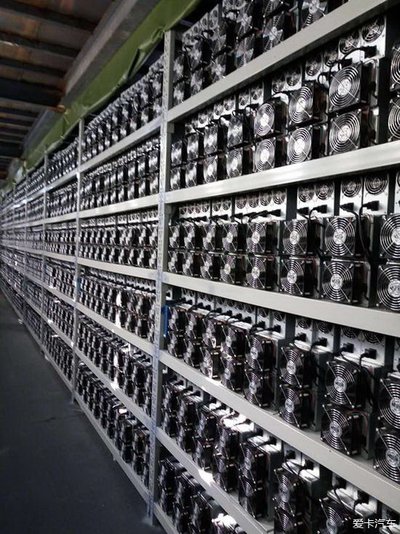 A vast mining farm housing multiple crypto mining rigs in operation