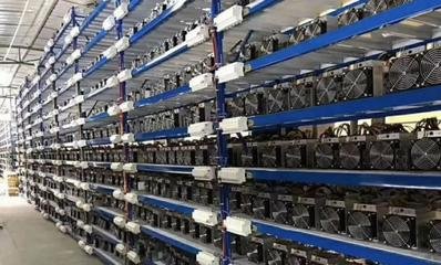 A sprawling solar-powered mining farm with rows of rigs under photovoltaic panels